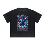 Camiseta vintage con estampado de dioses y fe deshilachados