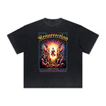 Camiseta vintage con estampado de dioses y fe deshilachados