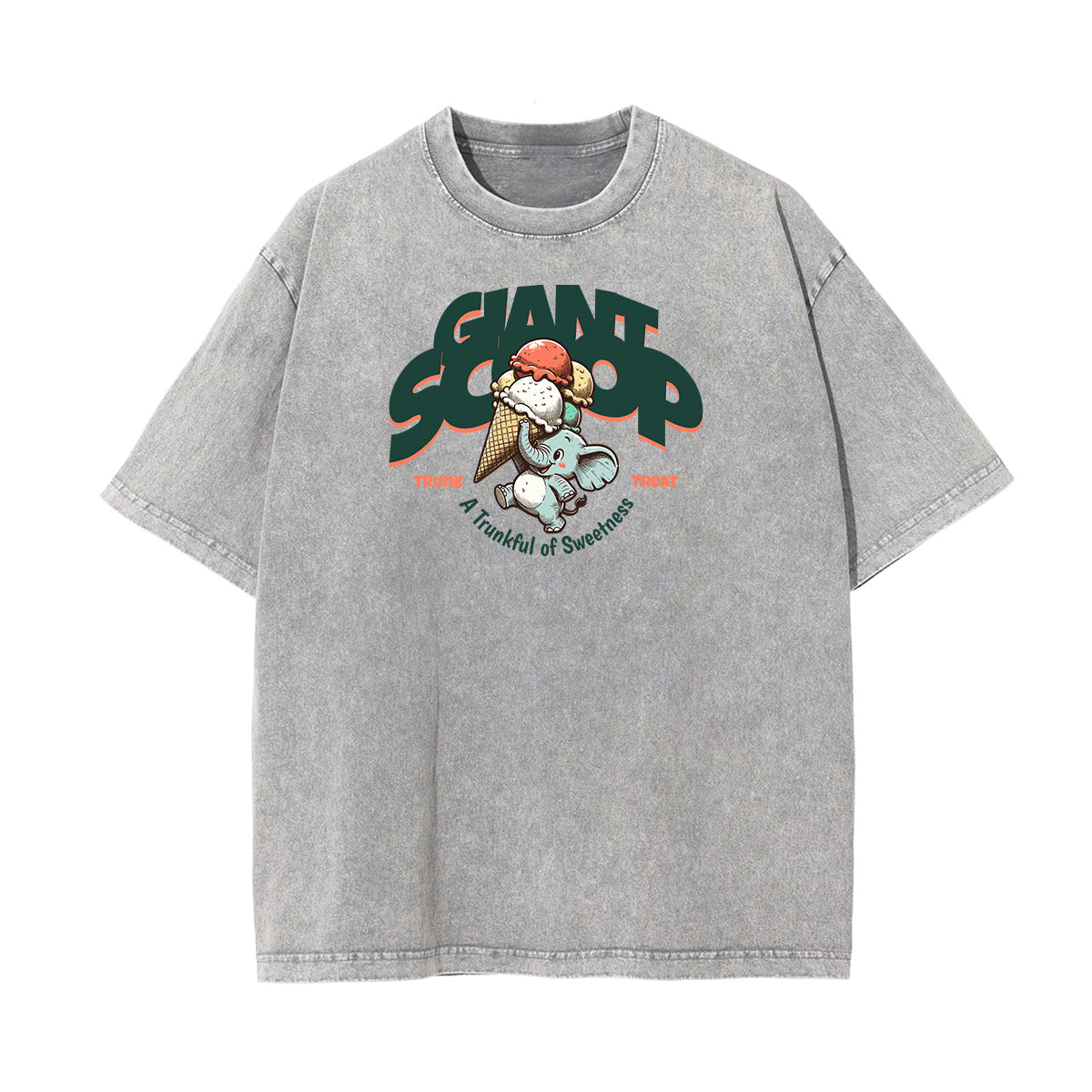 Camiseta de algodón lavado con estampado de dibujos animados divertidos