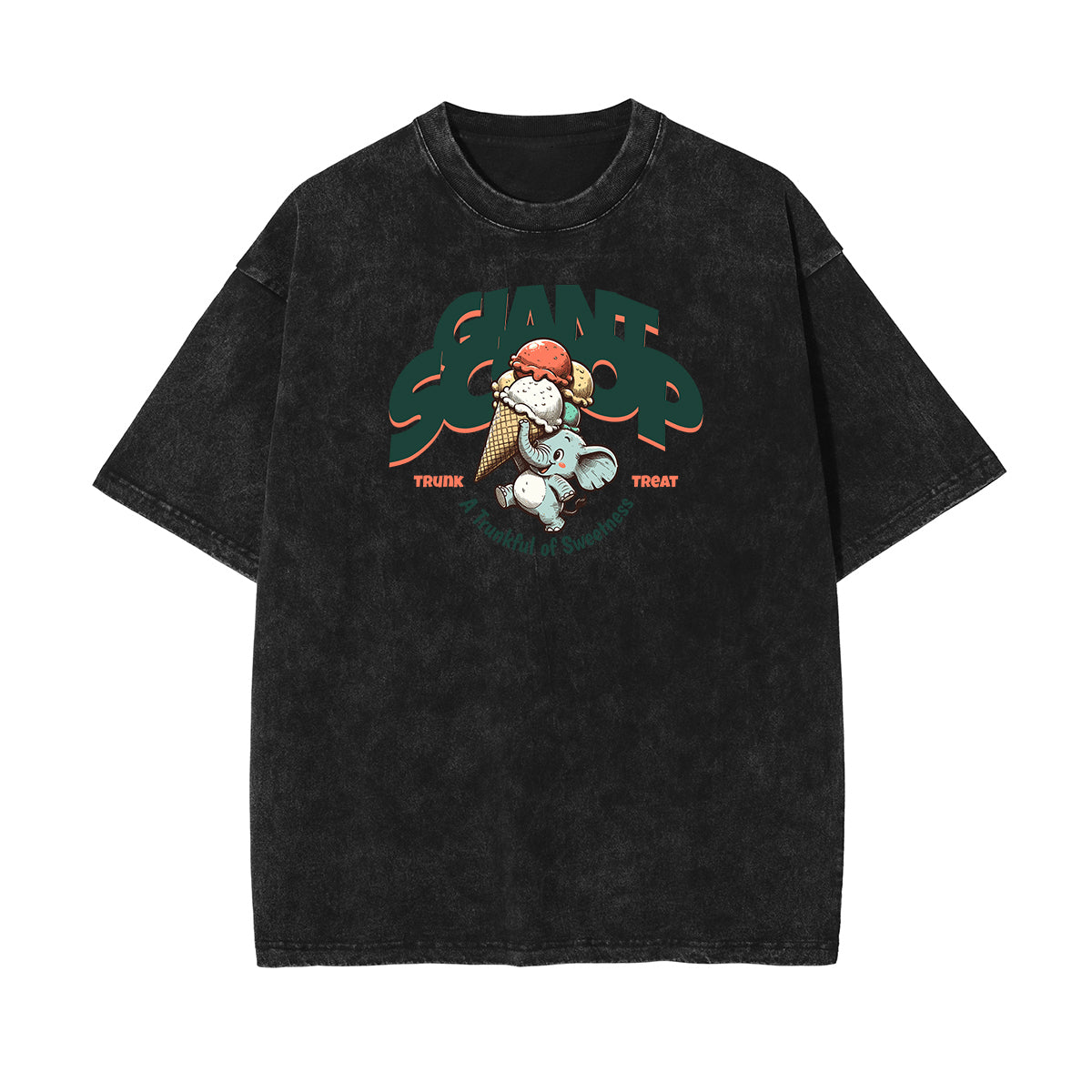 Camiseta con estampado de dibujos animados divertidos con lavado a la piedra