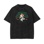 Camiseta con estampado de dibujos animados divertidos con lavado a la piedra