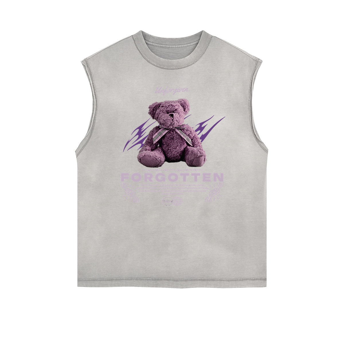 Camiseta sin mangas con estampado de dibujos animados divertidos y bordes deshilachados