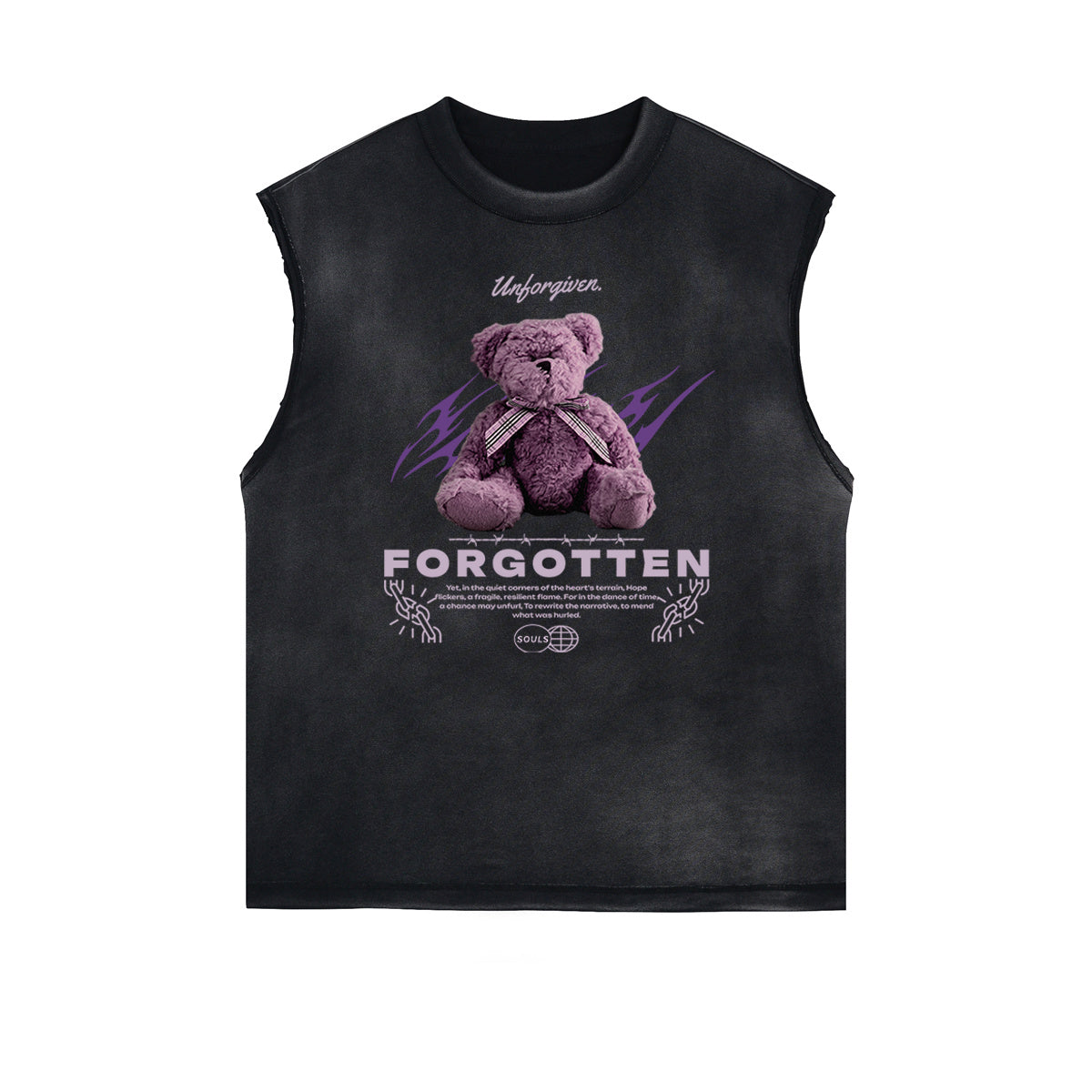 Camiseta sin mangas desgastada con estampado de dibujos animados divertidos