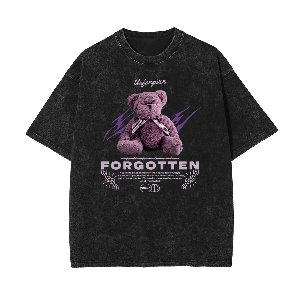 Camiseta con estampado de dibujos animados divertidos con lavado a la piedra