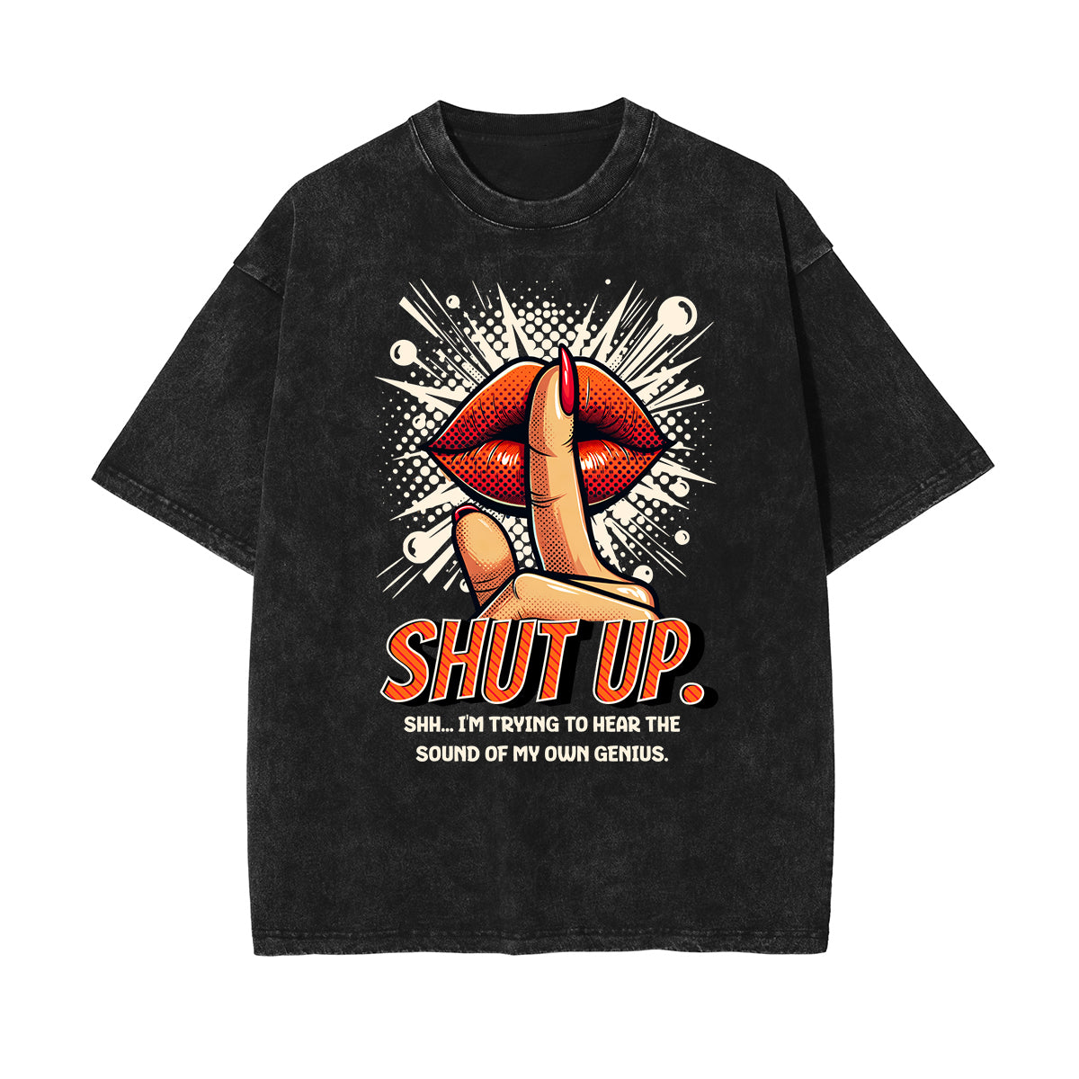 Camiseta con estampado de dibujos animados divertidos con lavado a la piedra