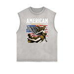 Camiseta sin mangas con estampado de dibujos animados divertidos y bordes deshilachados