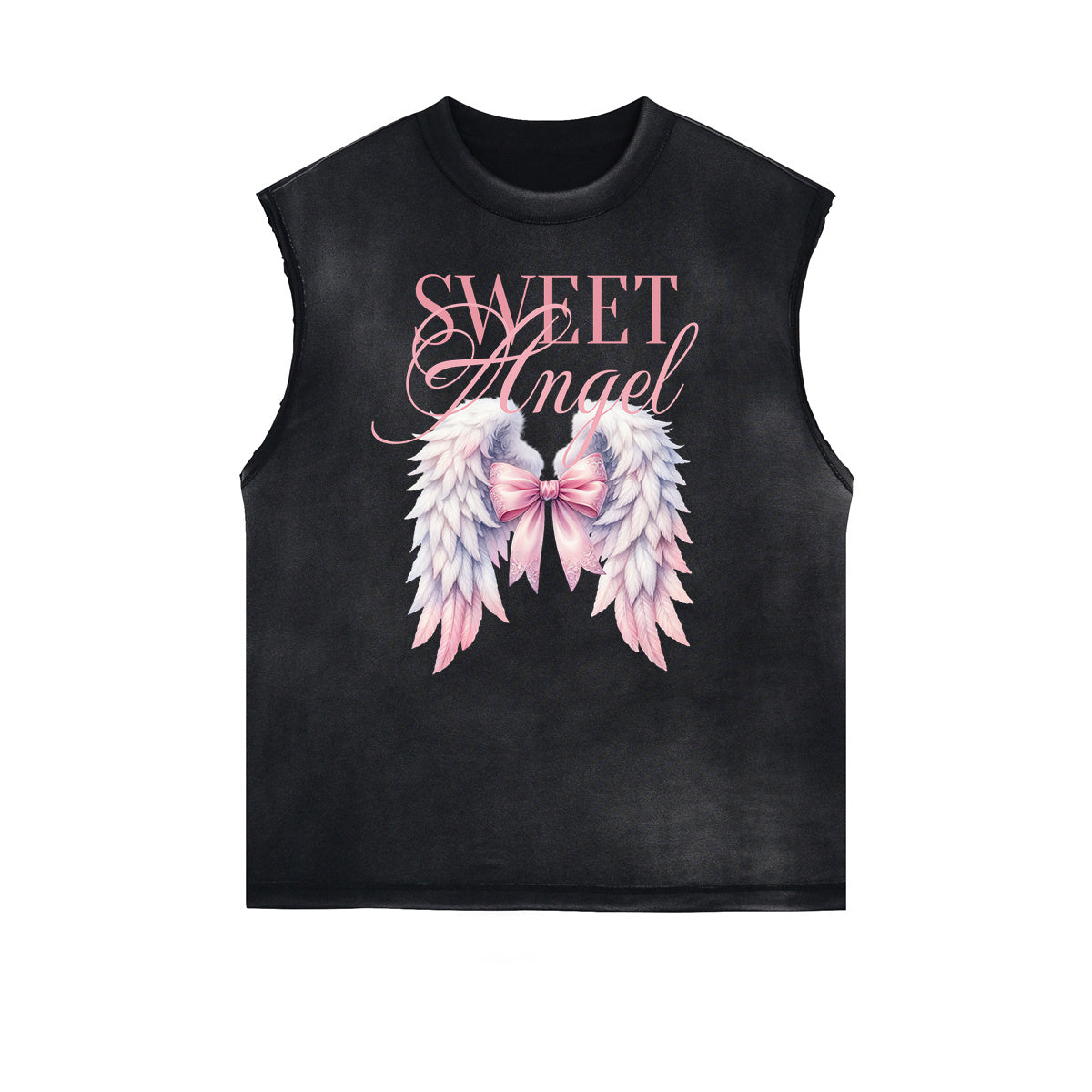 Camiseta sin mangas desgastada con estampado de dibujos animados divertidos