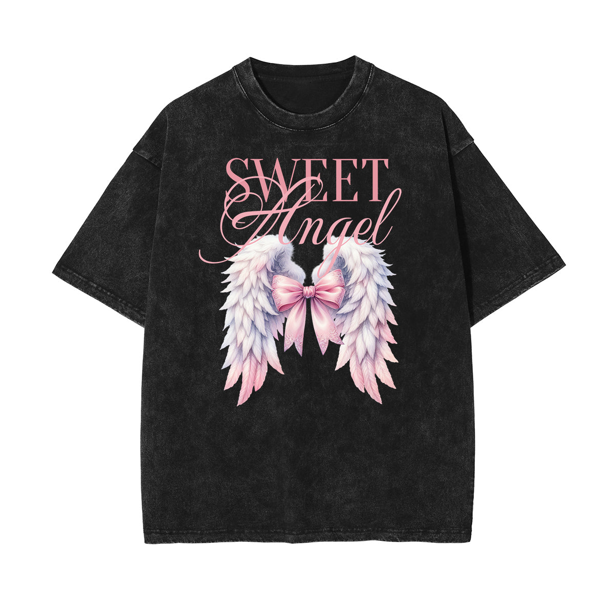 Camiseta con estampado de dibujos animados divertidos con lavado a la piedra