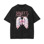 Camiseta con estampado de dibujos animados divertidos con lavado a la piedra