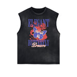 Camiseta sin mangas con estampado de mariposas desgastadas