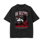 Camiseta de algodón lavada con gráfico de mariposa