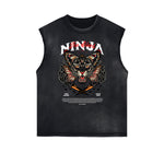 Camiseta sin mangas con estampado de mariposas desgastadas