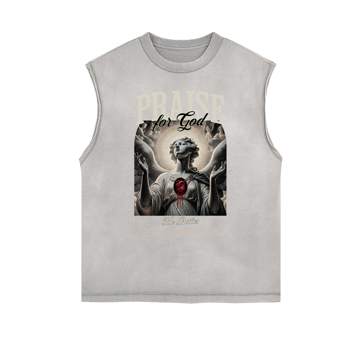 Camiseta sin mangas desgastada con estampado de ángel caído