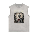 Camiseta sin mangas desgastada con estampado de ángel caído