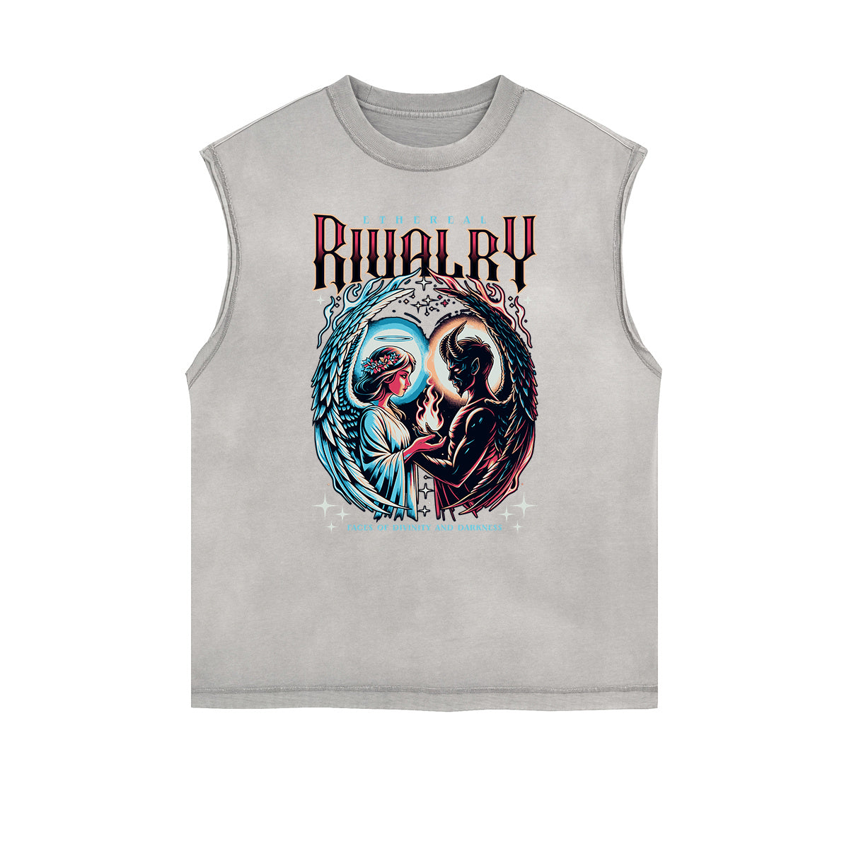 Camiseta sin mangas desgastada con estampado de ángel caído