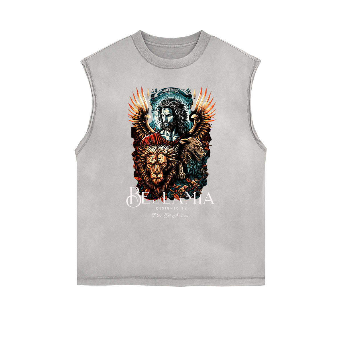 Camiseta sin mangas desgastada con estampado de ángel caído