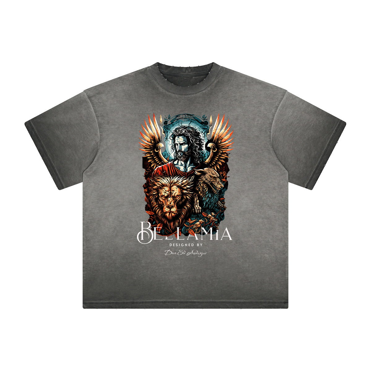 Vintage Frayed Fallen Angel Pattern Tee