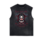 Camiseta sin mangas con gráfico de ángel caído con bordes deshilachados