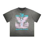 Vintage Frayed Fallen Angel Pattern Tee