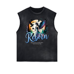 Camiseta sin mangas con gráfico de ángel caído con bordes deshilachados