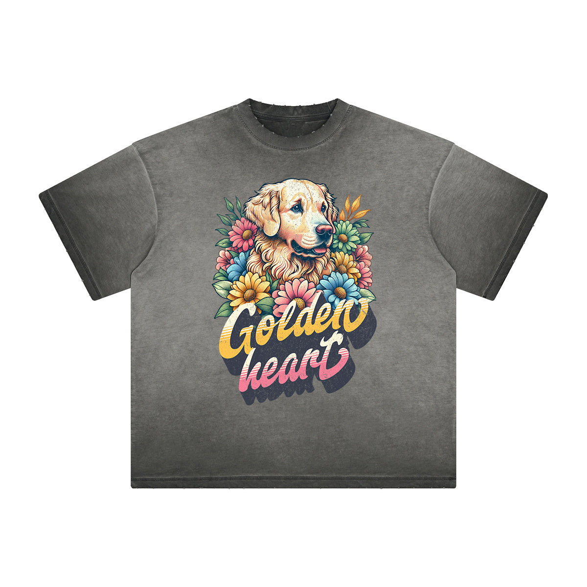 Camiseta gruesa con estampado floral descolorido