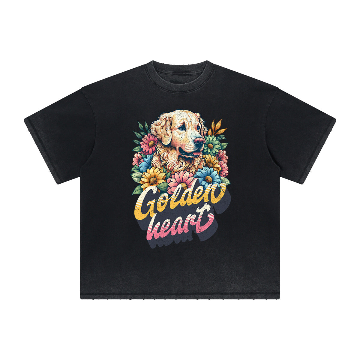 Camiseta vintage con estampado floral deshilachado