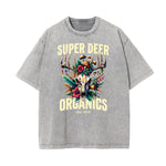 Stone Wash Floral Pattern T Shirt