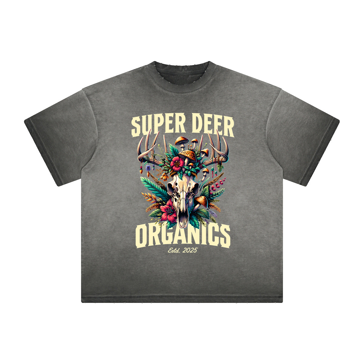 Camiseta gruesa con estampado floral descolorido