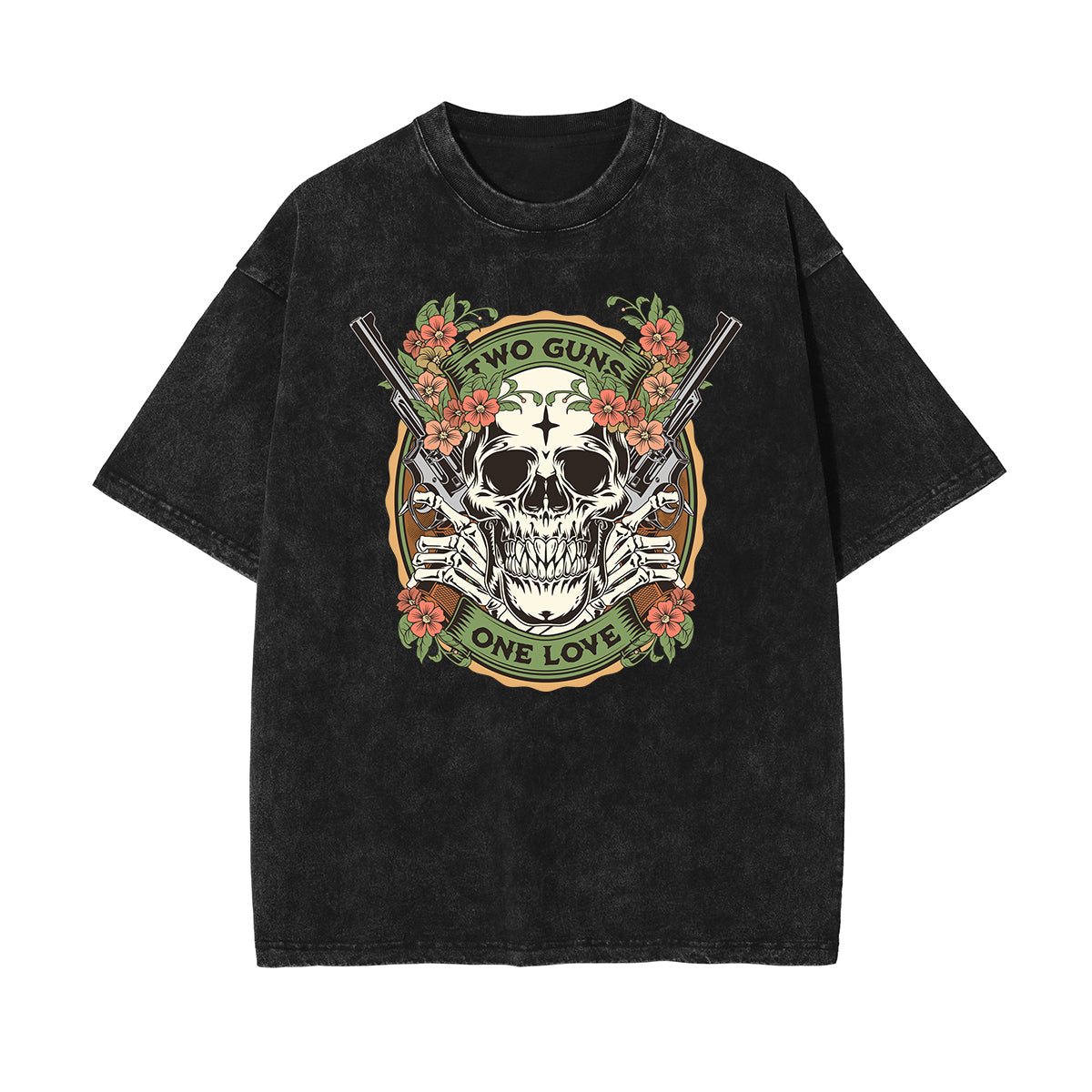 Camiseta de algodón con estampado floral lavado