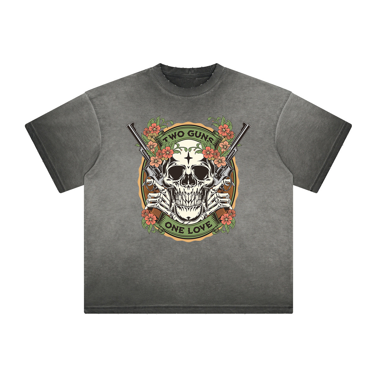 Camiseta gruesa con estampado floral descolorido