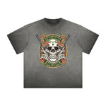 Camiseta gruesa con estampado floral descolorido