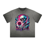 Camiseta gruesa con estampado floral descolorido