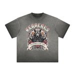 Camiseta gruesa con estampado floral descolorido