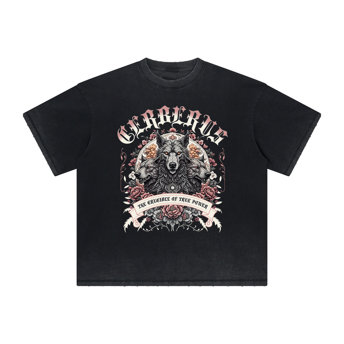 Camiseta vintage con estampado floral deshilachado
