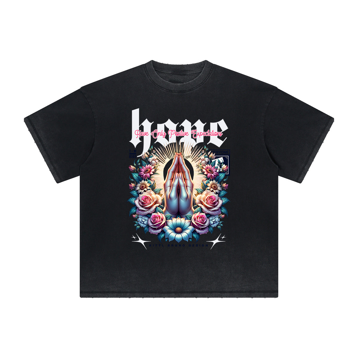 Camiseta vintage con estampado floral deshilachado