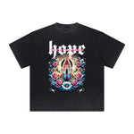 Camiseta vintage con estampado floral deshilachado