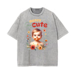 Stone Wash Floral Pattern T Shirt