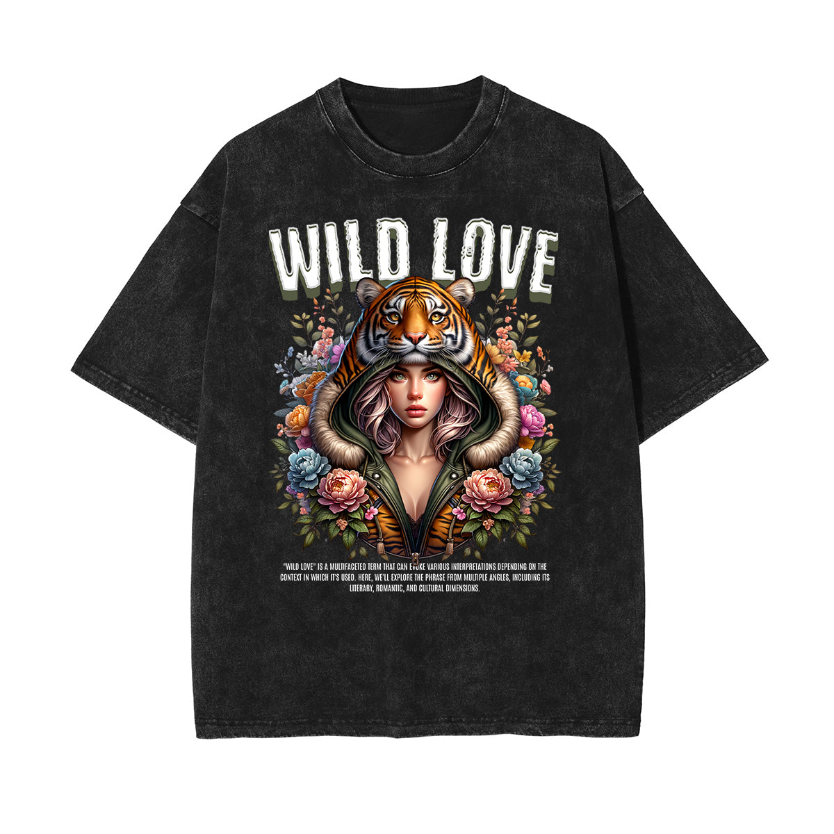 Camiseta de algodón con estampado floral lavado