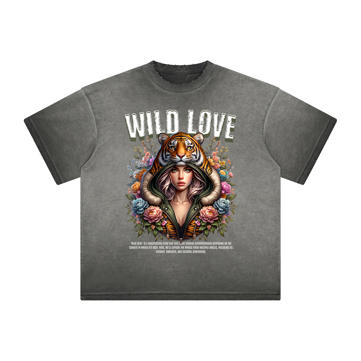 Camiseta gruesa con estampado floral descolorido