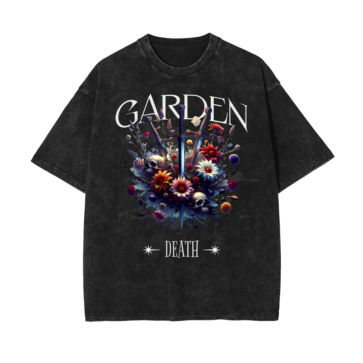 Camiseta de algodón con estampado floral lavado