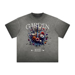 Camiseta gruesa con estampado floral descolorido