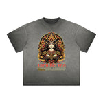 Camiseta gruesa con estampado floral descolorido