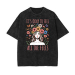 Camiseta de algodón con estampado floral lavado