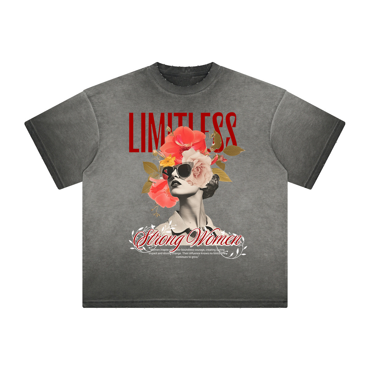 Camiseta gruesa con estampado floral descolorido
