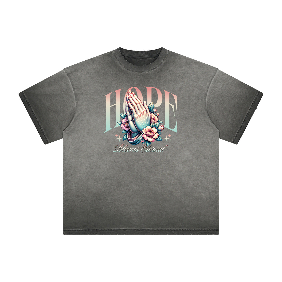 Camiseta gruesa con estampado floral descolorido