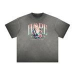 Camiseta gruesa con estampado floral descolorido