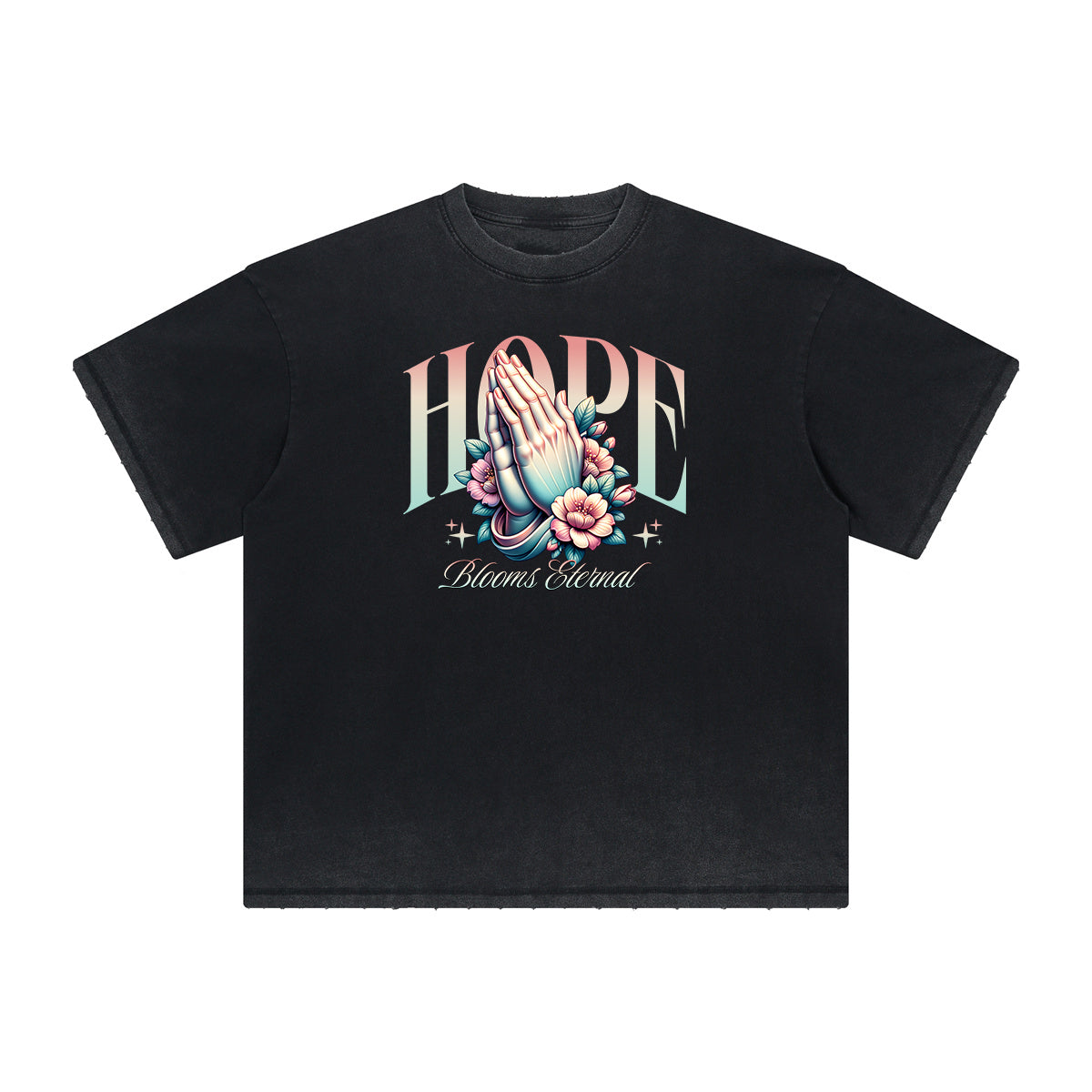 Camiseta vintage con estampado floral deshilachado