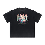 Camiseta vintage con estampado floral deshilachado