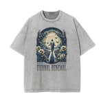 Stone Wash Floral Pattern T Shirt