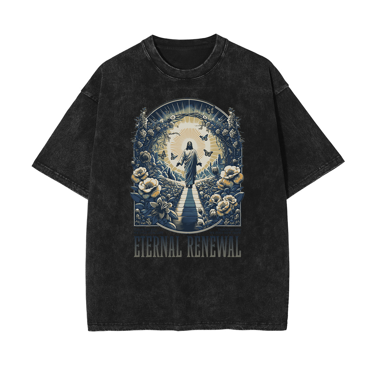 Camiseta de algodón con estampado floral lavado